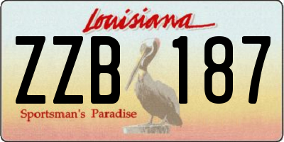 LA license plate ZZB187