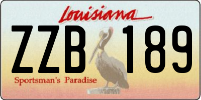 LA license plate ZZB189