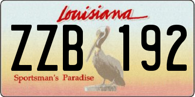 LA license plate ZZB192