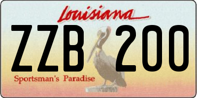 LA license plate ZZB200