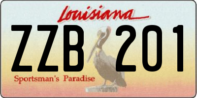 LA license plate ZZB201