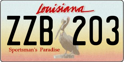 LA license plate ZZB203