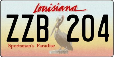 LA license plate ZZB204