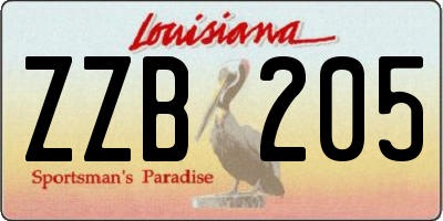 LA license plate ZZB205