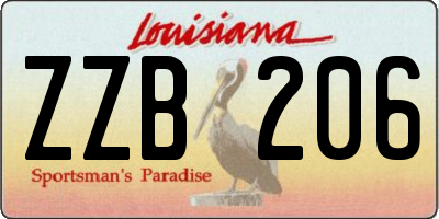 LA license plate ZZB206