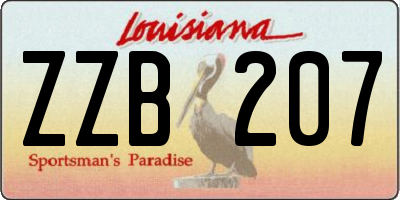 LA license plate ZZB207