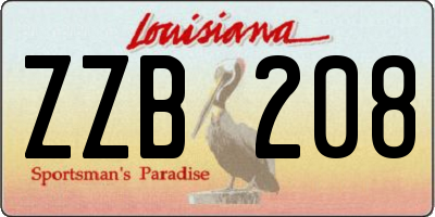 LA license plate ZZB208