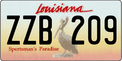 LA license plate ZZB209