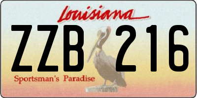 LA license plate ZZB216