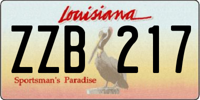 LA license plate ZZB217