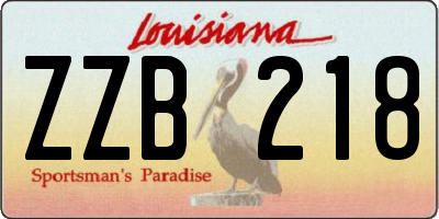 LA license plate ZZB218