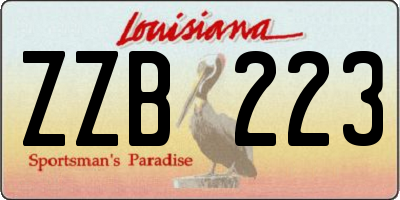 LA license plate ZZB223