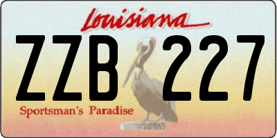 LA license plate ZZB227