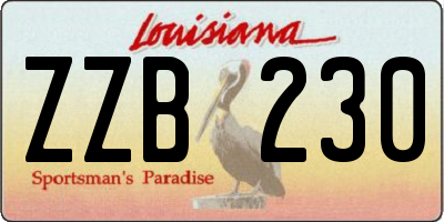 LA license plate ZZB230