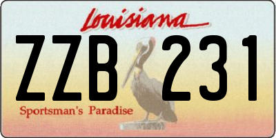 LA license plate ZZB231