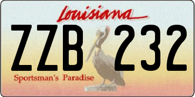 LA license plate ZZB232