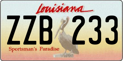 LA license plate ZZB233