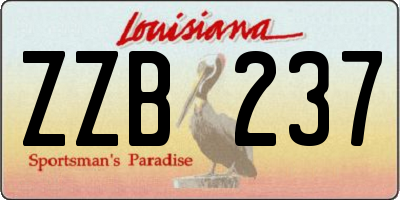 LA license plate ZZB237