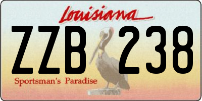 LA license plate ZZB238