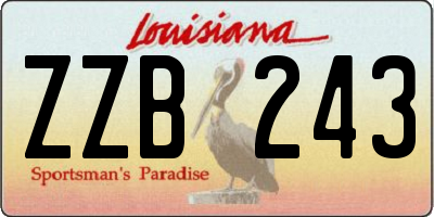 LA license plate ZZB243