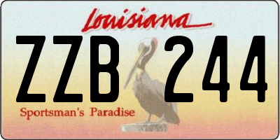 LA license plate ZZB244