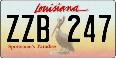 LA license plate ZZB247