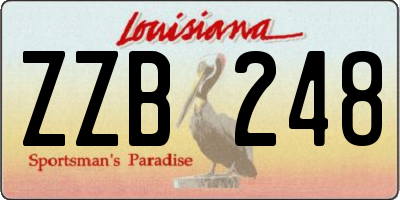 LA license plate ZZB248