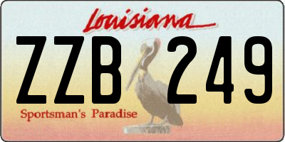 LA license plate ZZB249