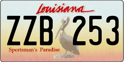 LA license plate ZZB253