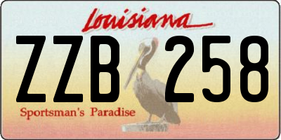 LA license plate ZZB258