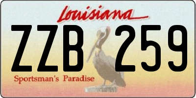 LA license plate ZZB259