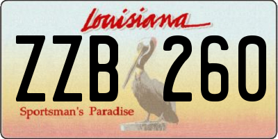 LA license plate ZZB260