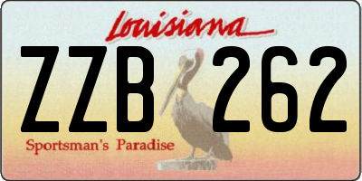 LA license plate ZZB262