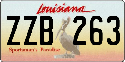 LA license plate ZZB263