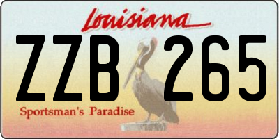 LA license plate ZZB265