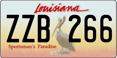 LA license plate ZZB266