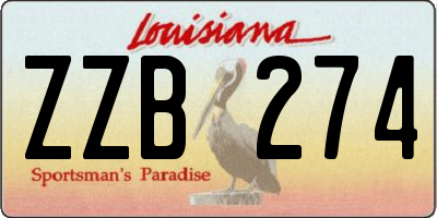 LA license plate ZZB274