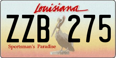 LA license plate ZZB275