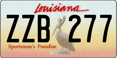 LA license plate ZZB277