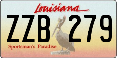 LA license plate ZZB279