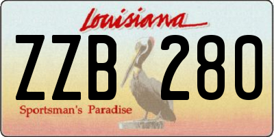 LA license plate ZZB280