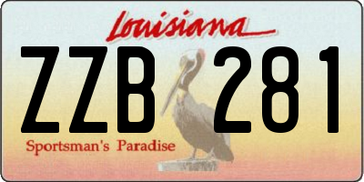 LA license plate ZZB281