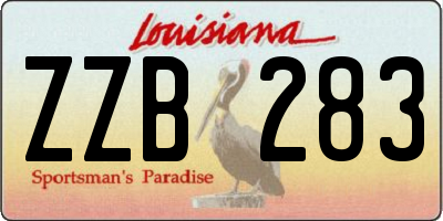 LA license plate ZZB283