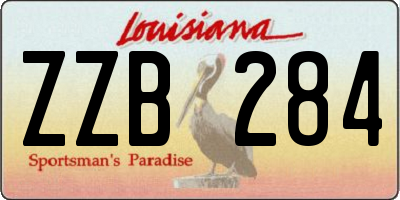 LA license plate ZZB284