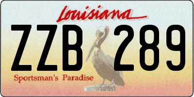 LA license plate ZZB289