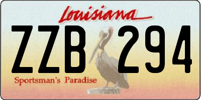 LA license plate ZZB294