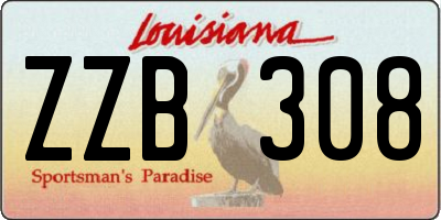 LA license plate ZZB308