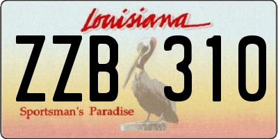 LA license plate ZZB310