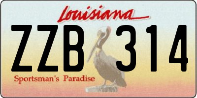 LA license plate ZZB314