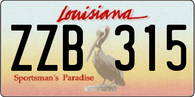 LA license plate ZZB315